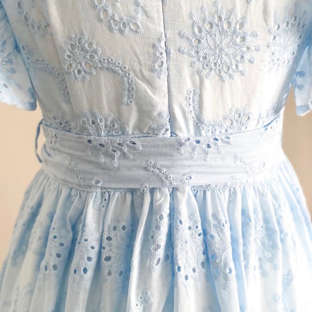 MALIBU BUM Sexy Light Blue Embroidered Eyelet Maxi Dress - Picture 6 of 10